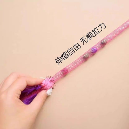 Cat Toy Set with Elastic Rope - Catnip Ball & Feather Teaser Wand | Kitten Teethering Chew Toys