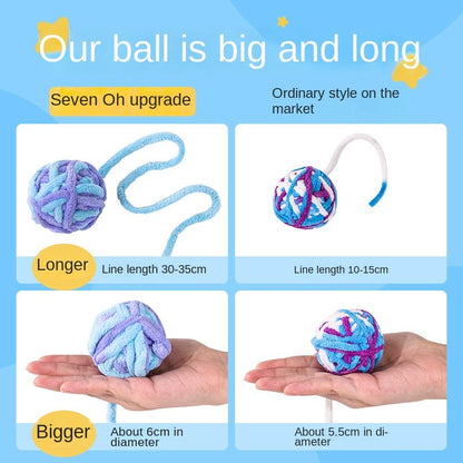 Hand-Knitted Cat Toys - Colorful Chew-Proof Yarn Balls for Playful Cats