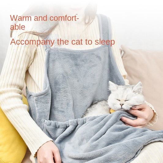 Cat Cuddle Apron - Hands-Free Cat Carrier with Anti-Scratch Pockets | Hair-Proof Pet Holding Dress