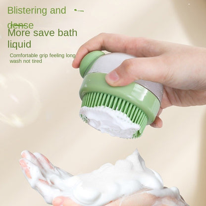 2-in-1 Pet Bath Brush - Refillable Silicone Massage Glove & Shampoo Dispenser | Gentle Cleaning for Cats & Dogs