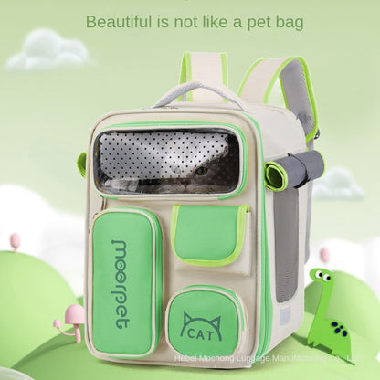 Portable Cat Backpack, Large Space & Breathable, Hands-Free Pet Carrier for Travel/Hiking