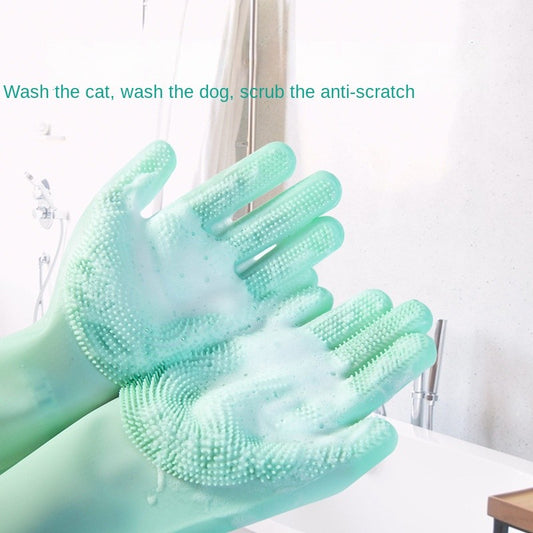 Pet Bath glove-hair removal & massage brush for dog/cat washing (anti-scratch)