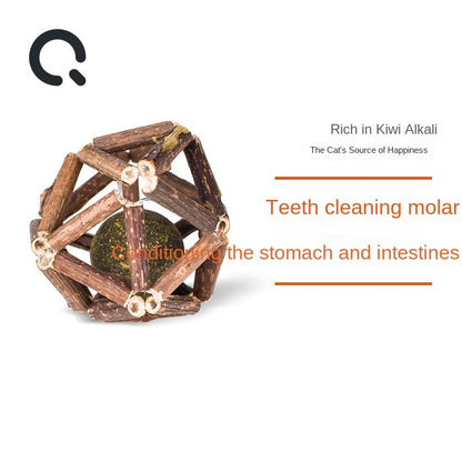 Interactive Cat Toy Ball with Silvervine & Catnip - Chewable Teaser with Bell for Boredom Relief