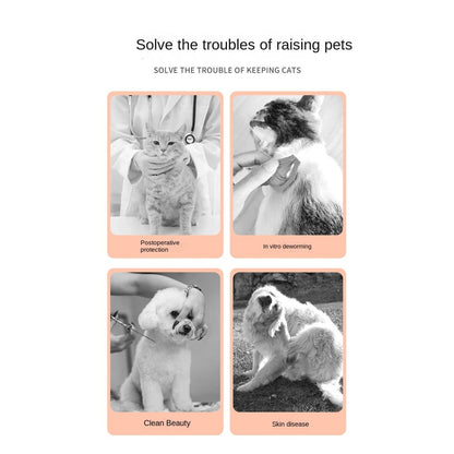 Waterproof pet collar with Pu edge-anti-fur stick, extended neck wrap for Cats & Dogs