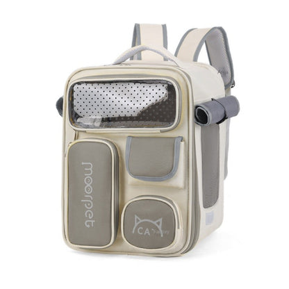 Portable Cat Backpack, Large Space & Breathable, Hands-Free Pet Carrier for Travel/Hiking