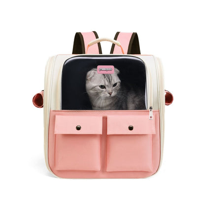 Large cat backpack carrier-breathable, hands-free pet travel bag for outdoor/hiking
