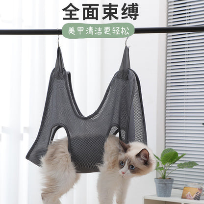 Cat Grooming Hammock - Hangable Nail Trimming/Bathing Pod with Anti-Scratch Design