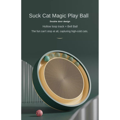 Heavy-Duty 45CM with 4 Free Toys (Bell Ball, Mint Ball, Light-Up Ball & Catnip)2-in-1 Cat Scratching Bed with Ball
