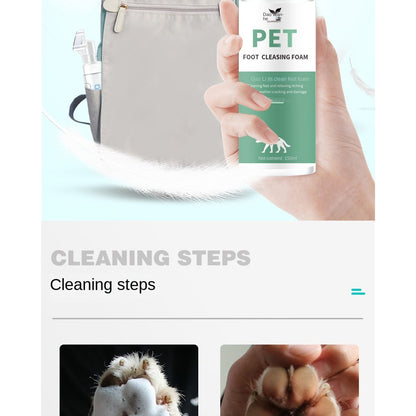 Pet Paw Cleanser Foam 150ml - No Rinse Dog/Cat Foot Wash, Gentle Cleaning for Dirty Paws