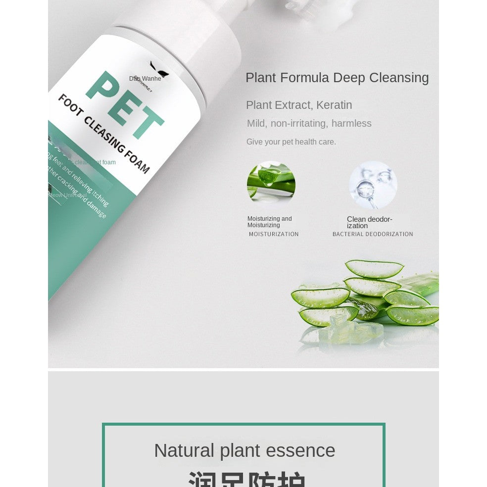 Pet Paw Cleanser Foam 150ml - No Rinse Dog/Cat Foot Wash, Gentle Cleaning for Dirty Paws