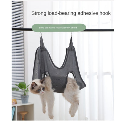 Cat Grooming Hammock - Hangable Nail Trimming/Bathing Pod with Anti-Scratch Design