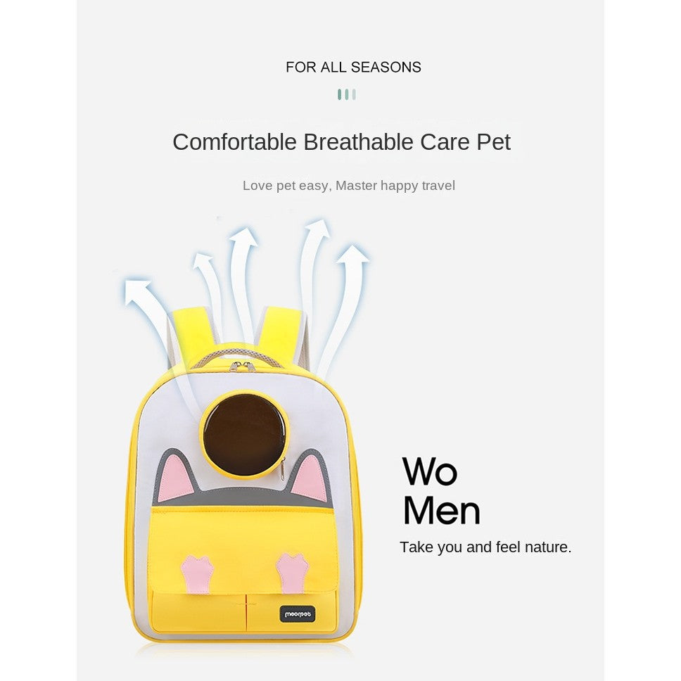 Cute Cartoon Cat Backpack Carrier - All-Season Breathable Pet Bag (Handheld/Shoulder Carry)