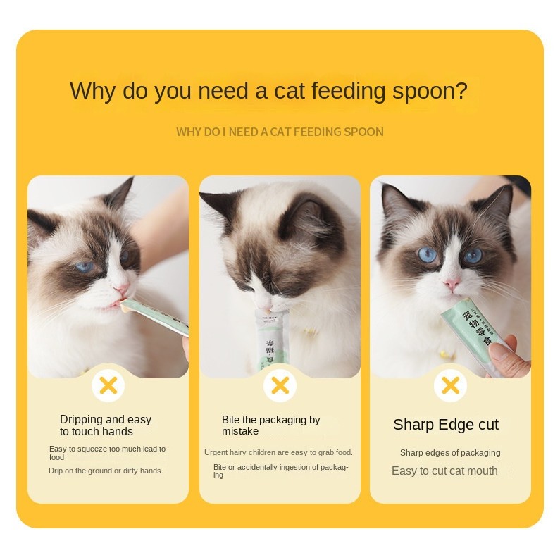 Cat Treat Squeeze Feeder – Creamy Snack Dispenser for Wet Food, Paste & Puree (Easy Lick Spoon)