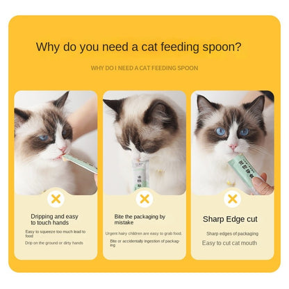 Cat Treat Squeeze Feeder – Creamy Snack Dispenser for Wet Food, Paste & Puree (Easy Lick Spoon)