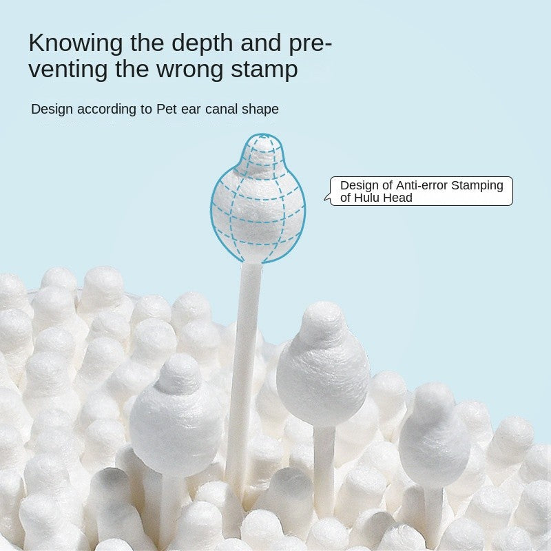 Mid-Large Pets Gourd Head Cleaning Cotton Swab Pet Ear Cleaning Swabs - Essential Oil Cotton Buds