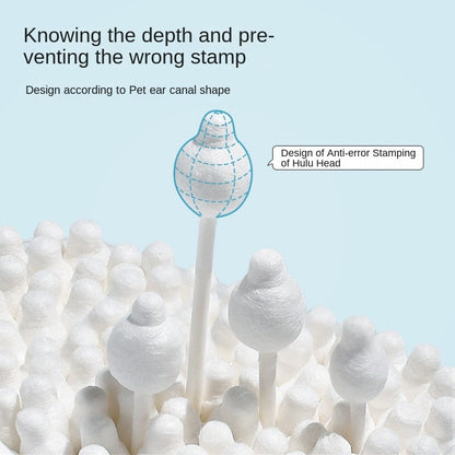 Mid-Large Pets Gourd Head Cleaning Cotton Swab Pet Ear Cleaning Swabs - Essential Oil Cotton Buds
