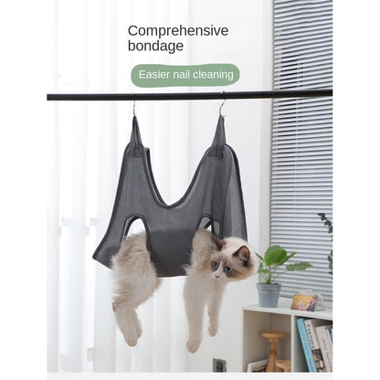 Cat Grooming Hammock - Hangable Nail Trimming/Bathing Pod with Anti-Scratch Design