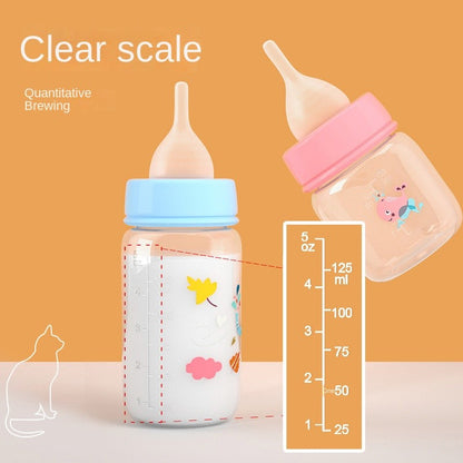 125ml Pet Nursing Bottle - Newborn Kitten/Puppy Feeder with Silicone Nipple for Milk & Water