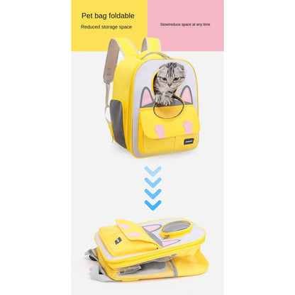 Cute Cartoon Cat Backpack Carrier - All-Season Breathable Pet Bag (Handheld/Shoulder Carry)