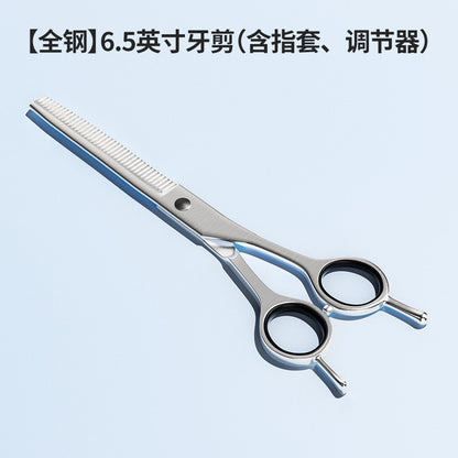 Professional Dog Grooming Scissors Set - Stainless Steel Round Tip & Thinning Shears