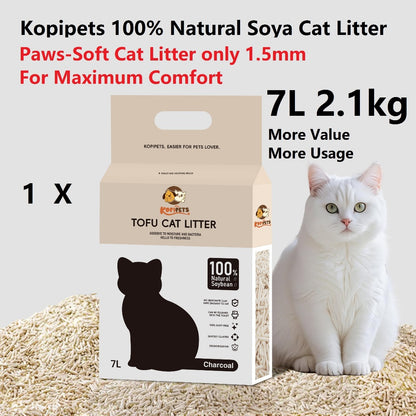 Kopipets BUNDLE OF 7 SG No.1 Safest 100% Natural Tofu Cat Litter 7L(2.1kg) 1.5mm Soya Hypoallergenic