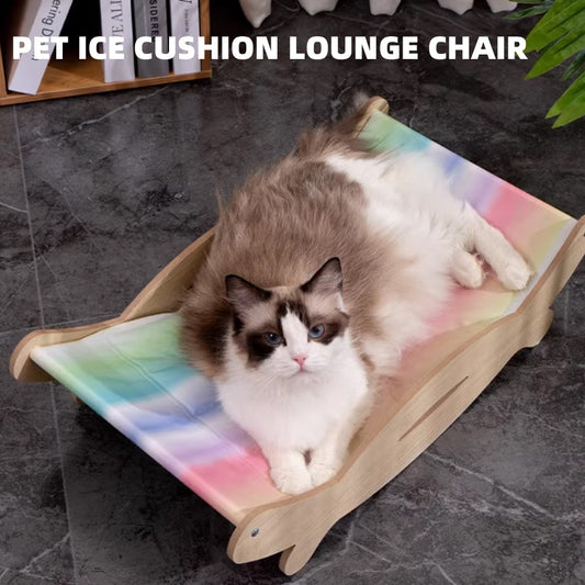 Kopipets Local Seller Cooling Pet Rocking Lounge Chair Wooden Frame with Ice Pad for Cats&Small Dogs