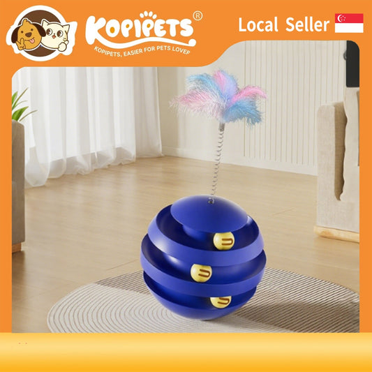 Self-Playing Cat Toy Ball with Teaser Wand - Unbreakable Tumbler Toy for Bored Cats | Bite-Proof & Scratch-Resistant