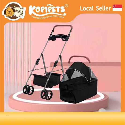 Kopipets Local Seller 3-in-1 Foldable Pet Stroller with Detachable Carrier Lightweight Portable