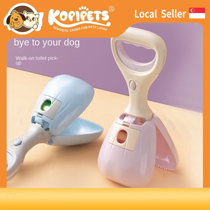 Portable Dog Poop Scooper - Built-in Waste Bags for On-the-Go Cleanup
