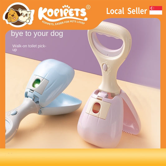 Portable Dog Poop Scooper - Built-in Waste Bags for On-the-Go Cleanup