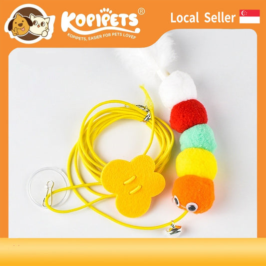 Hanging Cat Toy-By Hook Elastic Rope with Feather & Mouse Teaser | Self-Play Fun for Indoor Cats