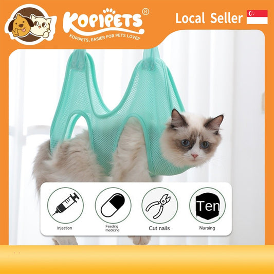 Cat Grooming Hammock - Hangable Nail Trimming/Bathing Pod with Anti-Scratch Design