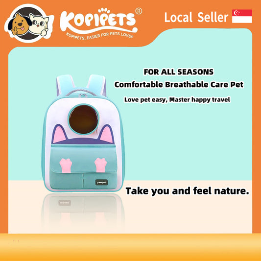 Cute Cartoon Cat Backpack Carrier - All-Season Breathable Pet Bag (Handheld/Shoulder Carry)