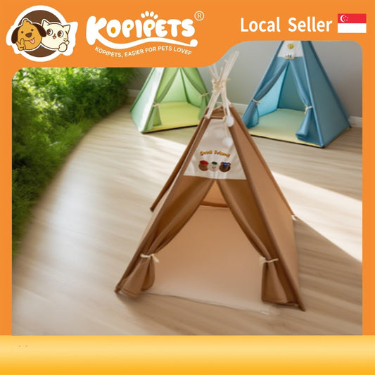 Kopipets Local Seller Cat Tent Tent Bed Pet Nest – Washable Canvas & Solid Wood | Foldable Triangle