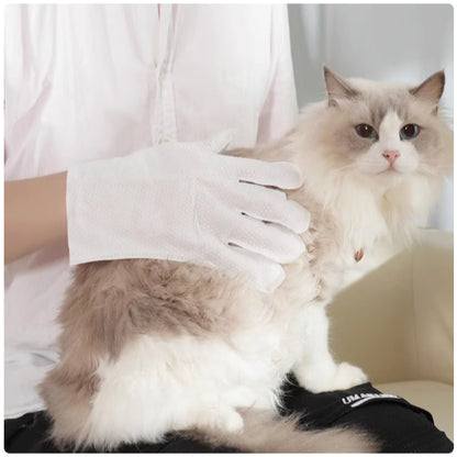 Kopipets Pet Disposable Grooming Mitts Gloves (2pcs) No-Rinse Bath Wipes Cat&Dog&Rabbit Odor Control