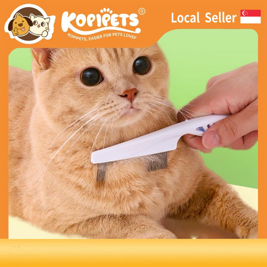 Pet Grooming Comb - Stainless Steel Dog & Cat Brush for Fleas, Dense Teeth