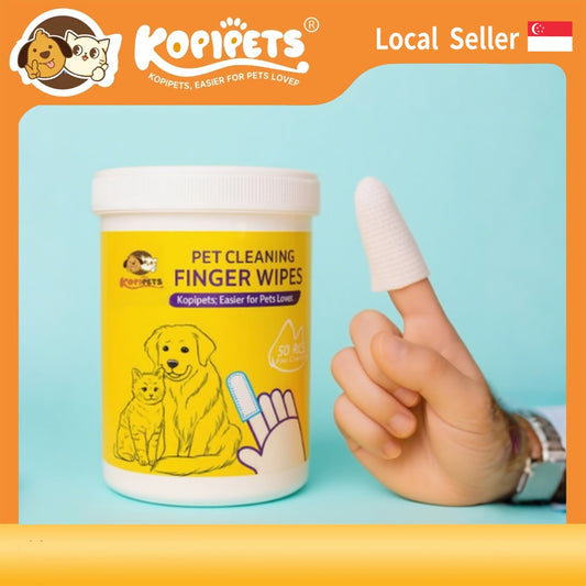 Kopipets Pet Finger Wet Wipes – 50pcs | Gentle Tooth & Ear Wipes for Dogs and Cats | Natural Plant