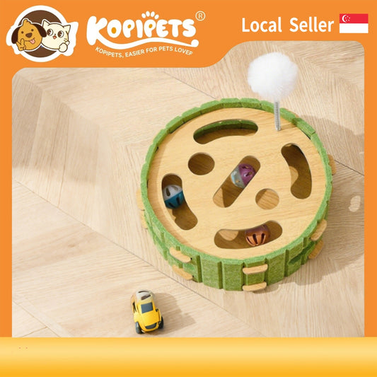 Self-Entertaining Cat Toy Set - Interactive Puzzle Box with Rotating Teaser & Scratch Holes | Boredom Relief for Kittens