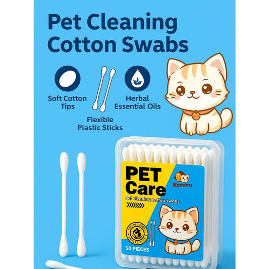 Kopipets Essential Oil/Bulb Tip 200Pcs Pet Cotton Swabs Bulb Tip Gentle Ear&Eye Care for Cats & Dogs