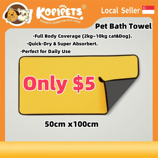 Kopipets Local Seller 50cmX100cm Full Body Coverage(Up to10kg) Pet Bath towel Super Absorbent