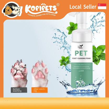 Pet Paw Cleanser Foam 150ml - No Rinse Dog/Cat Foot Wash, Gentle Cleaning for Dirty Paws