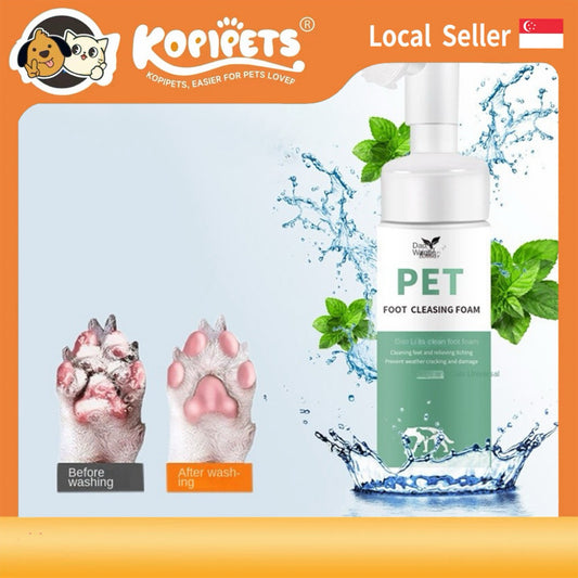 Pet Paw Cleanser Foam 150ml - No Rinse Dog/Cat Foot Wash, Gentle Cleaning for Dirty Paws