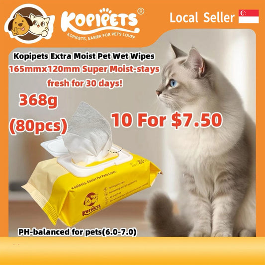 Kopipets Local Seller Moist Pet Wet Wipes 165mm×120mm 368g Alcohol-Free Extra Moist 30 Day Fresh