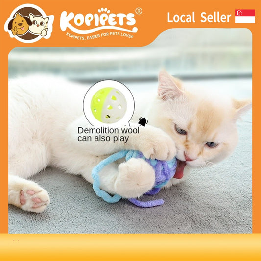 Hand-Knitted Cat Toys - Colorful Chew-Proof Yarn Balls for Playful Cats