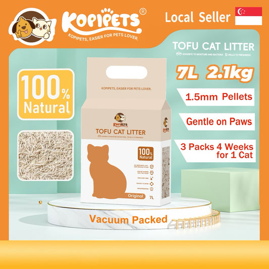 Kopipets BUNDLE OF 7 SG No.1 Safest 100% Natural Tofu Cat Litter 7L(2.1kg) 1.5mm Soya Hypoallergenic