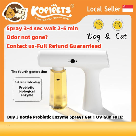 Kopipets 100% Pet-Safe Probiotic Enzyme Spray + Free UV Gun Neutralizes Odor Urine Odor Remover