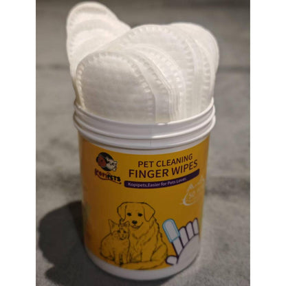 Kopipets Pet Finger Wet Wipes – 50pcs | Gentle Tooth & Ear Wipes for Dogs and Cats | Natural Plant