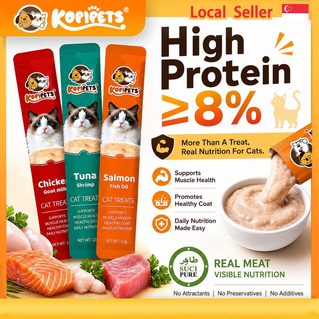 Kopipets 120pcs Creamy Cat Treats Cats Love It Tuna Salmon Chicken High Protein Halal Certified