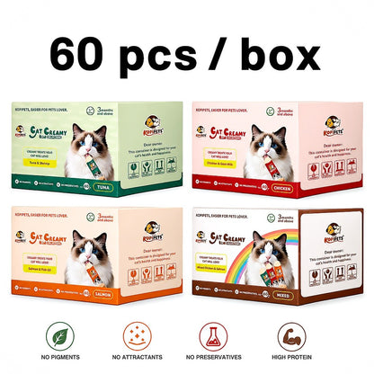 Kopipets 120pcs Creamy Cat Treats Cats Love It Tuna Salmon Chicken High Protein Halal Certified