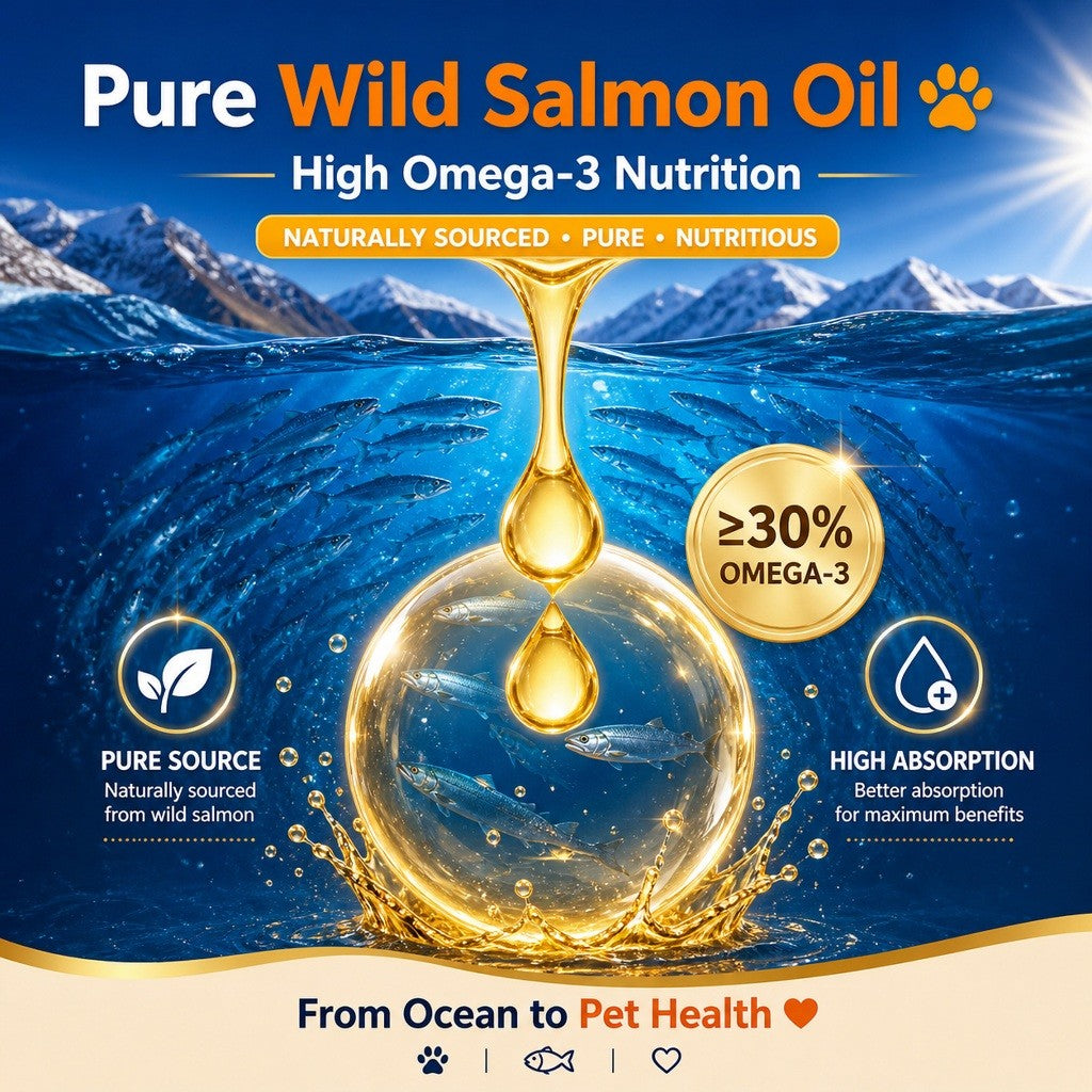 Kopipets Wild Salmon Fish Oil for Cats & Dogs | Shiny Coat Skin reduce shedding High Omega-3 Pet Fish Oil